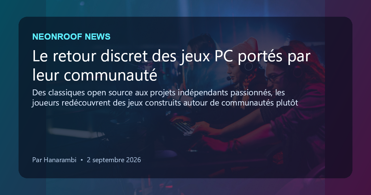 NeonRoof News social preview for Le retour discret des jeux PC portés par leur communauté