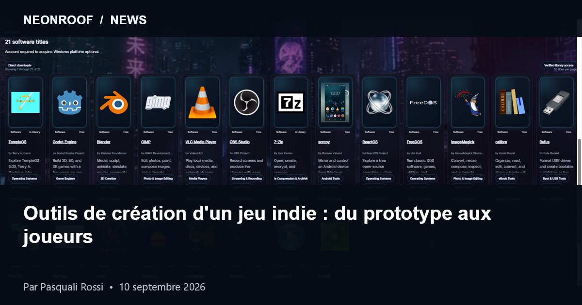 Chaîne complète de développement d'un jeu indépendant du prototype aux joueurs