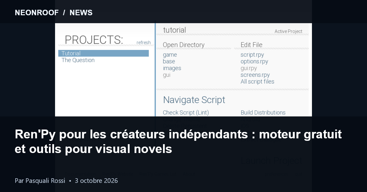 Ren'Py launcher and project interface, official documentation screenshot