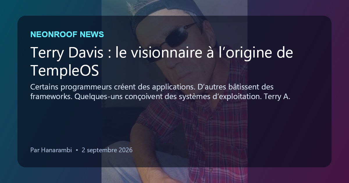 NeonRoof News social preview for Terry Davis : le visionnaire à l’origine de TempleOS