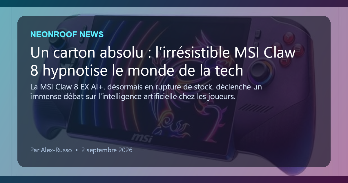 NeonRoof News social preview for Un carton absolu : l’irrésistible MSI Claw 8 hypnotise le monde de la tech