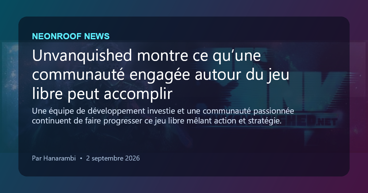NeonRoof News social preview for Unvanquished montre ce qu’une communauté engagée autour du jeu libre peut accomplir