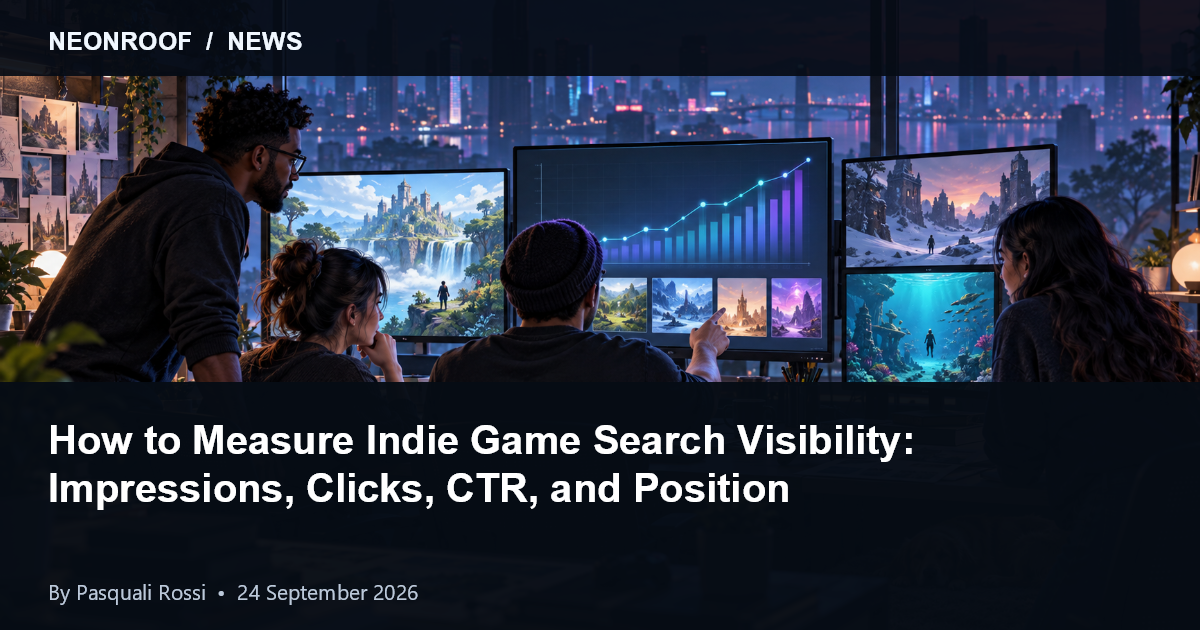 Indie game team reviewing search impressions, clicks, and player actions without confusing the metrics