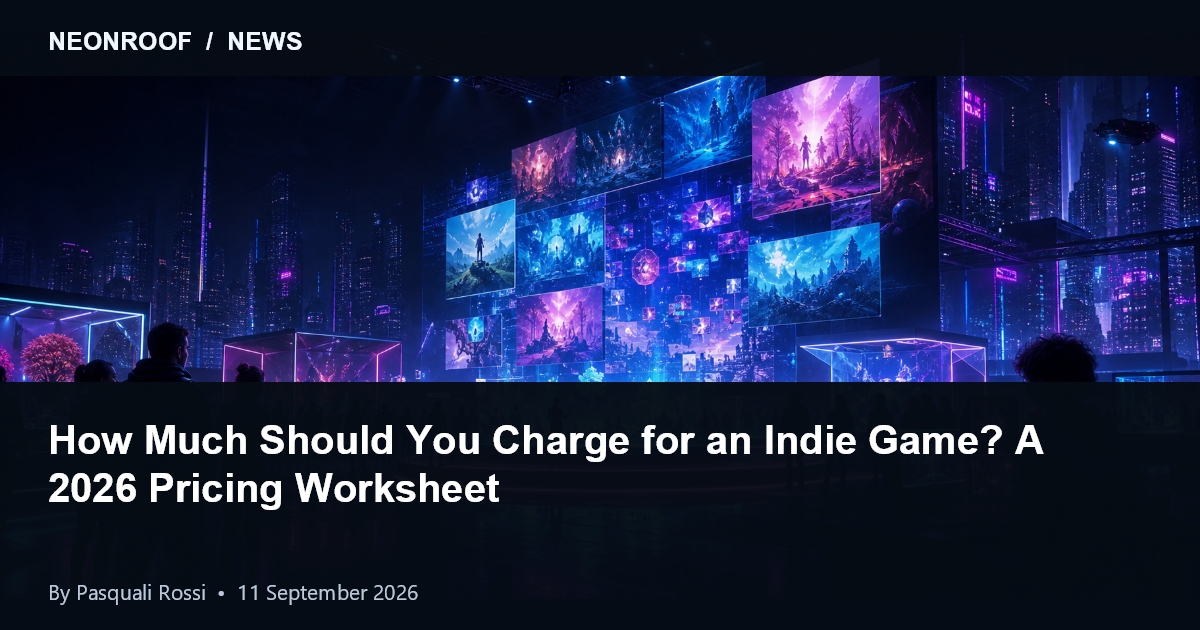 Indie game pricing worksheet comparing scope, audience, costs, and storefront prices