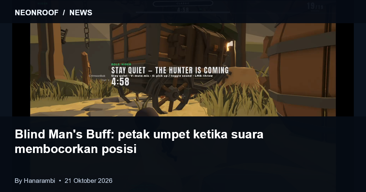 Gambar Blind Man's Buff: karakter kecil di dekat bangunan kayu