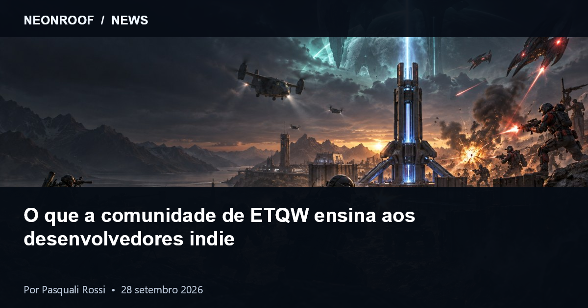 Campo de batalha de ficção científica representando a preservação comunitária de ETQW