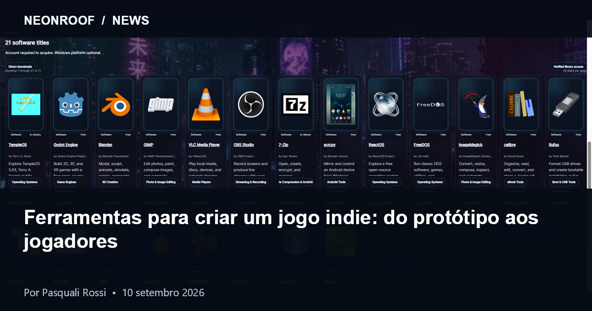 Cadeia completa de desenvolvimento de jogos indie do protótipo aos jogadores