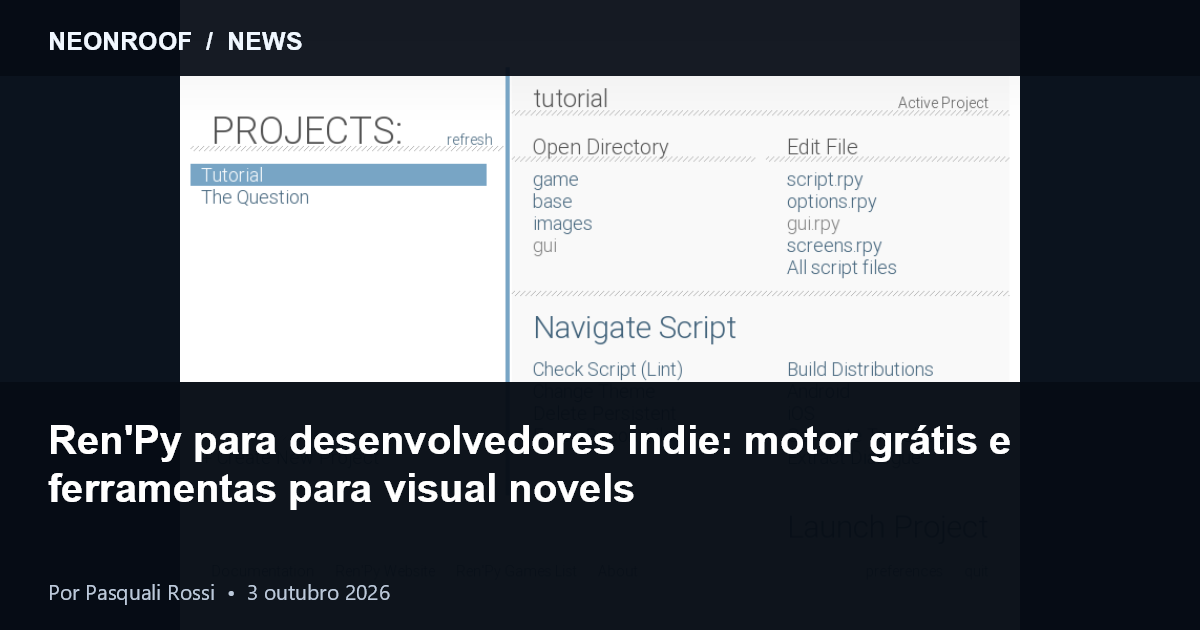 Ren'Py launcher and project interface, official documentation screenshot