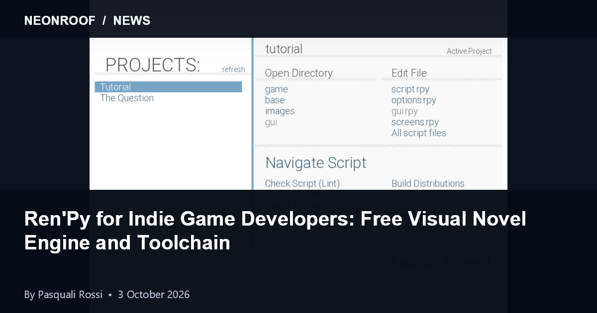 Ren'Py launcher and project interface, official documentation screenshot
