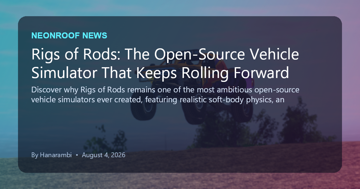 NeonRoof News social preview for Rigs of Rods: The Open-Source Vehicle Simulator That Keeps Rolling Forward